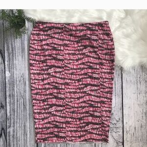 Vince Camuto Pink Black Stretch Print Midi Skirt Medium M